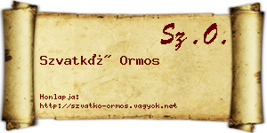 Szvatkó Ormos névjegykártya