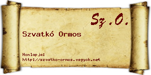 Szvatkó Ormos névjegykártya